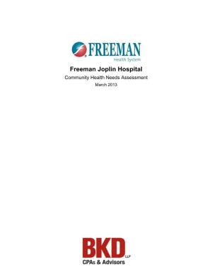 Freeman Joplin Hospital Community Health Needs Assessment March 2013