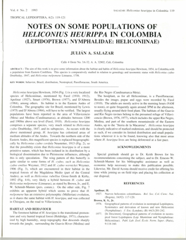 Salazar, J. A. 1993. Notes on Some Populations of Heliconius Heurippa