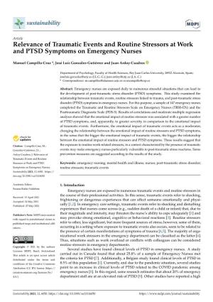 Relevance of Traumatic Events and Routine Stressors at Work and PTSD Symptoms on Emergency Nurses