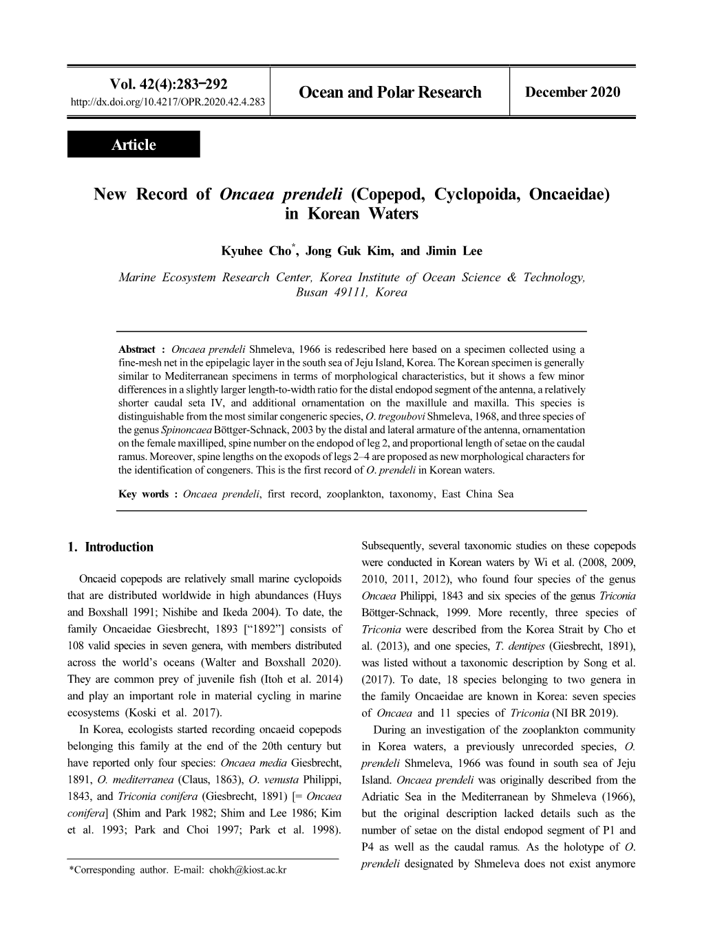 (Copepod, Cyclopoida, Oncaeidae) in Korean Waters