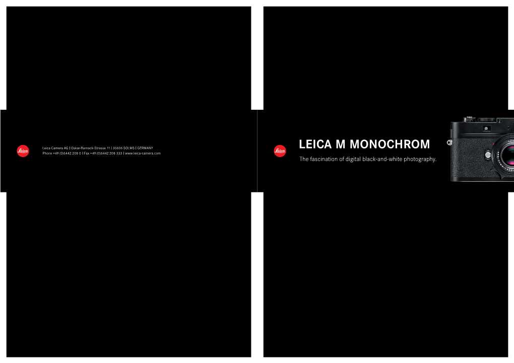 Leica M-Monochrom Digital Camera User Guide Manuals