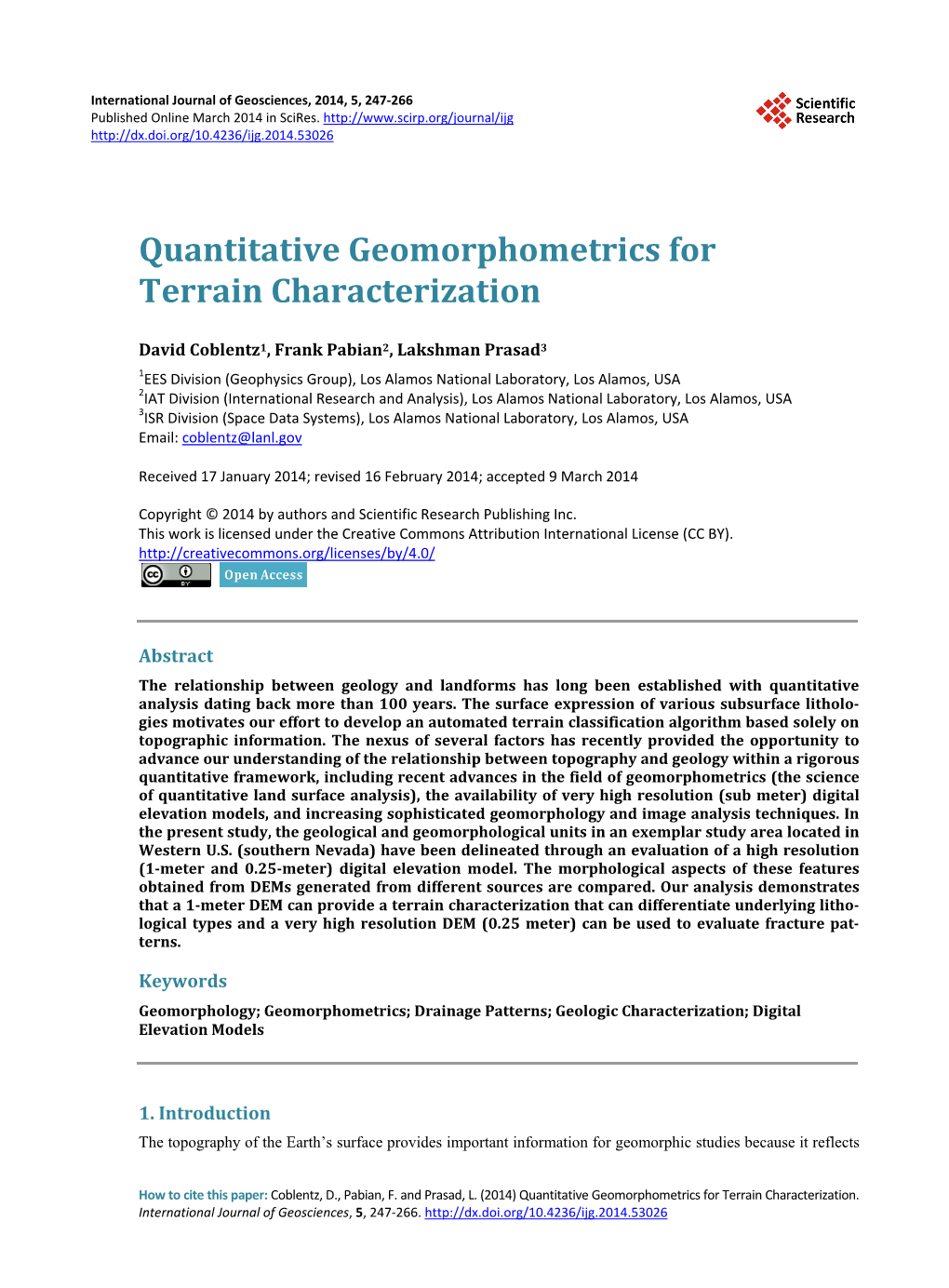Quantitative Geomorphometrics for Terrain Characterization