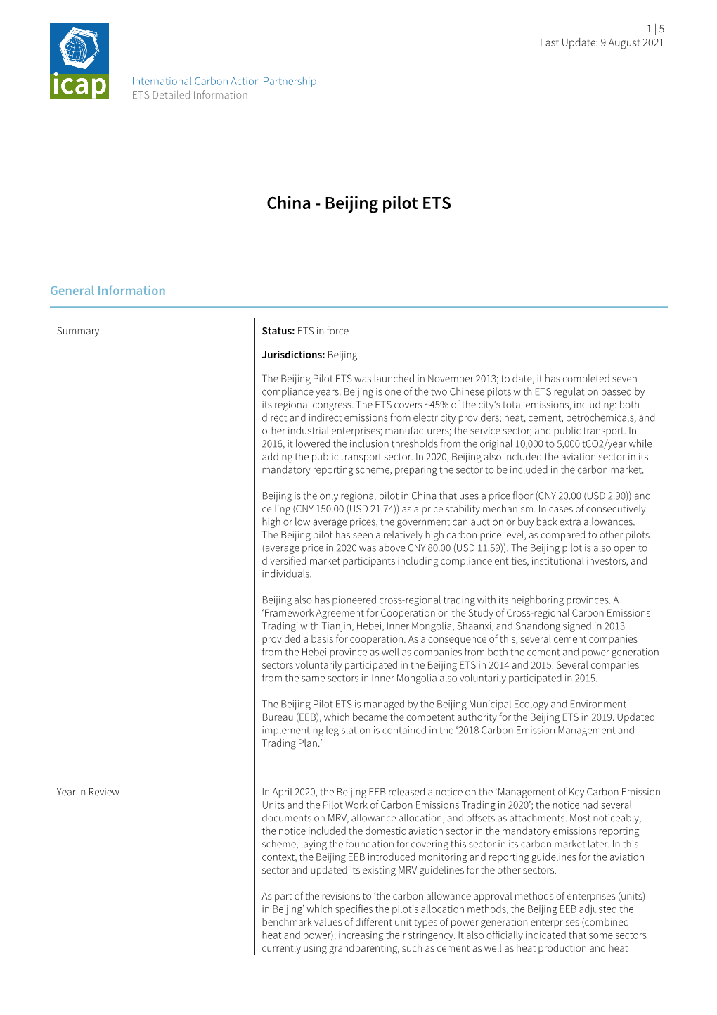 China - Beijing Pilot ETS