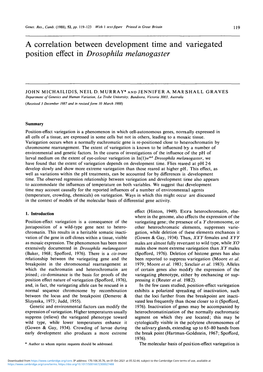A Correlation Between Development Time and Variegated Position Effect in Drosophila Melanogaster