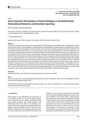 Socio-Economic Participation of Somali Refugees in the Netherlands, Transnational Networks and Boundary Spanning