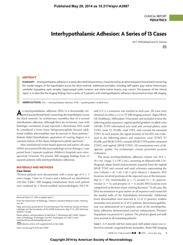Interhypothalamic Adhesion: a Series of 13 Cases