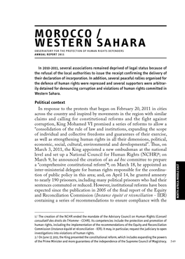 MOROCCO / WESTERN SAHARA Observatory for the Protection of Human Rights Defenders Annual Report 2011