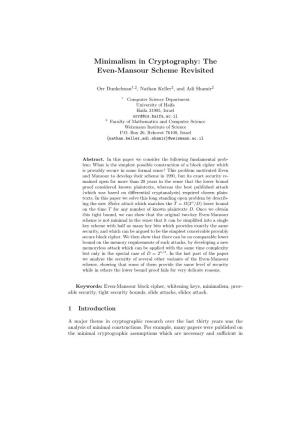 Minimalism in Cryptography: the Even-Mansour Scheme Revisited