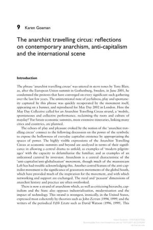 Reflections on Contemporary Anarchism, Anti-Capitalism and The