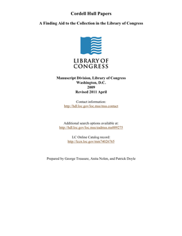 Cordell Hull Papers [Finding Aid]. Library of Congress. [PDF Rendered
