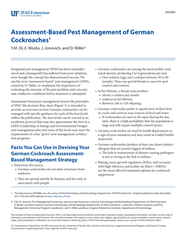 Assessment-Based Pest Management of German Cockroaches1 F.M