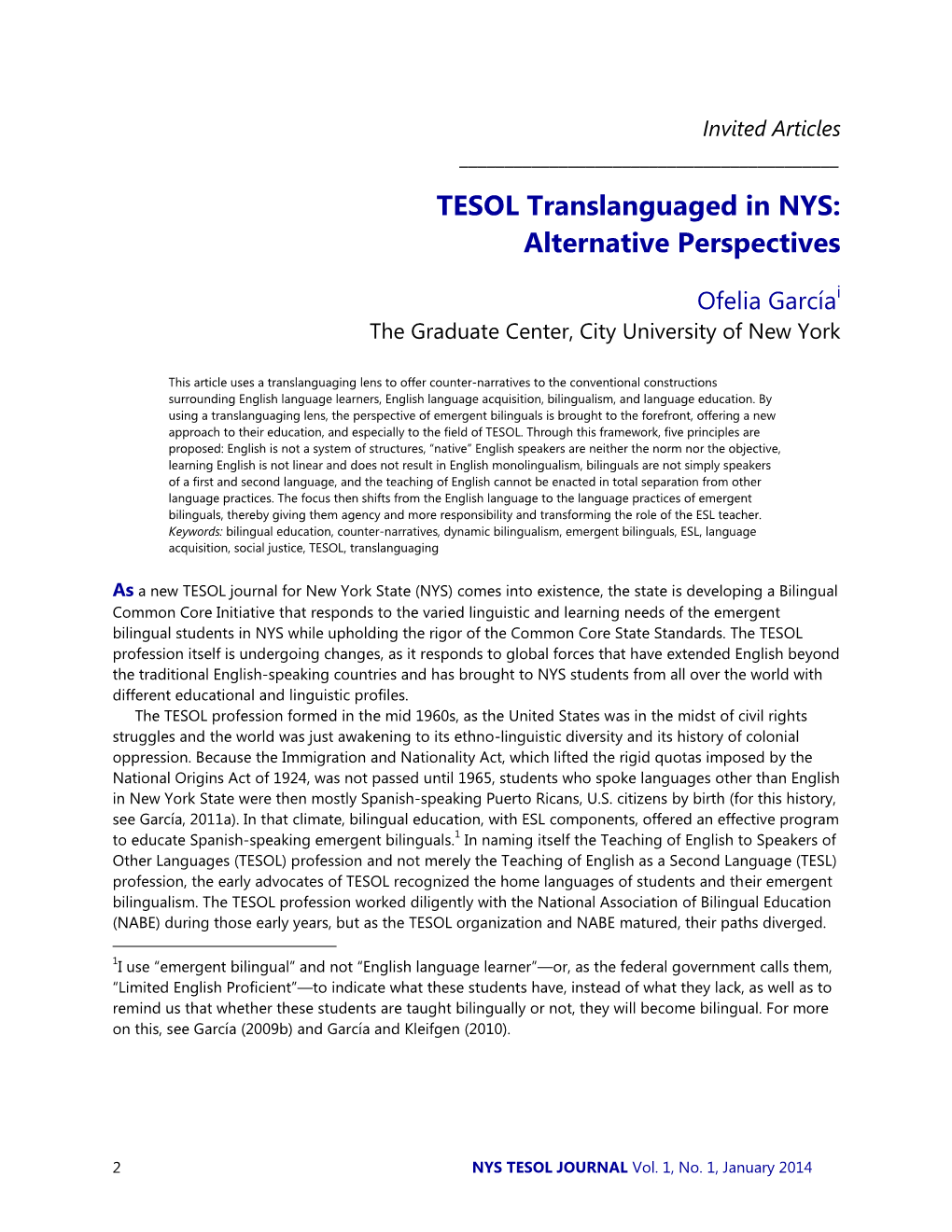 TESOL Translanguaged in NYS: Alternative Perspectives