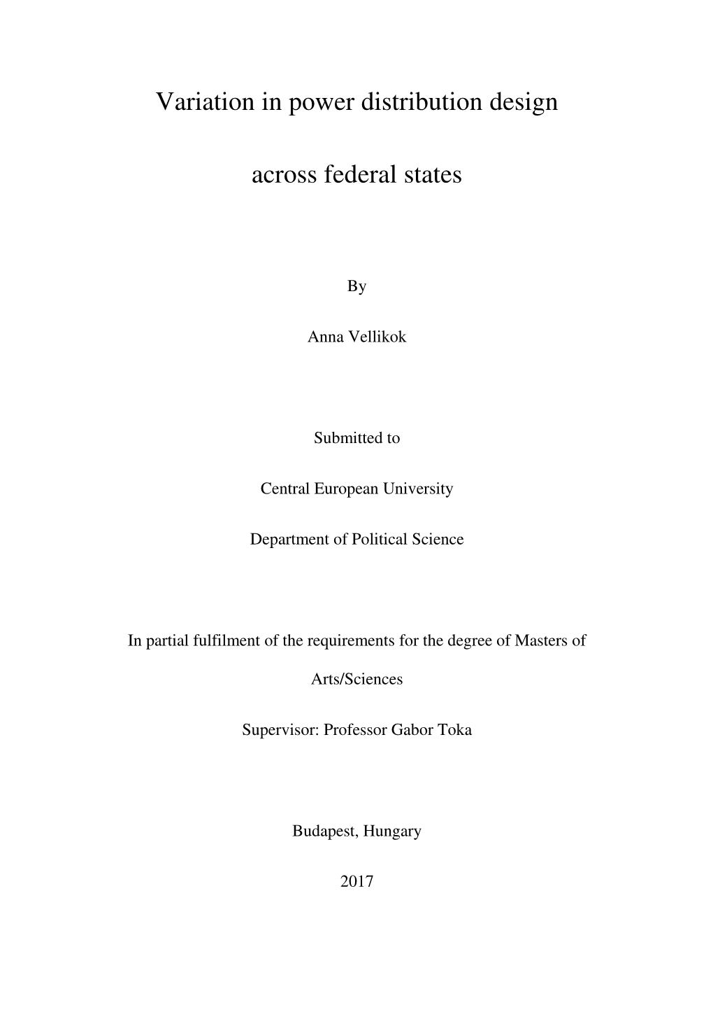 Variation in Power Distribution Design Across Federal States