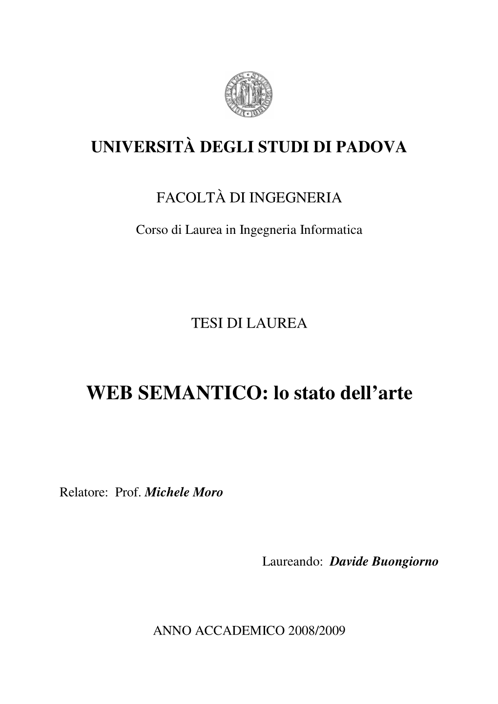 WEB SEMANTICO: Lo Stato Dell’Arte