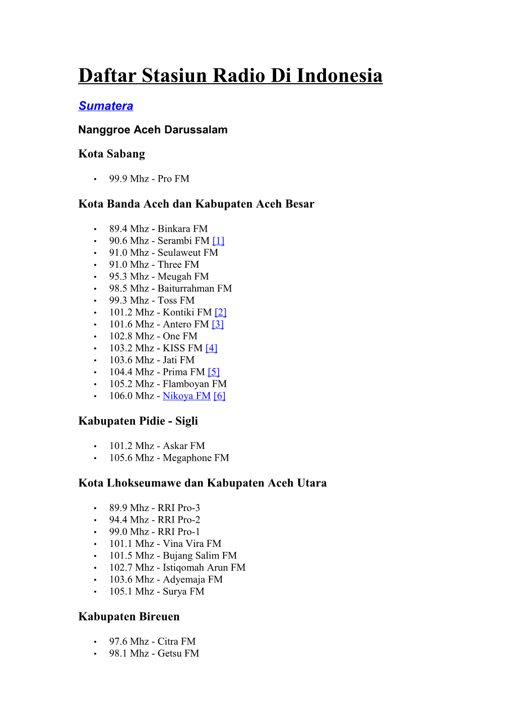 Daftar Stasiun Radio Di Indonesia