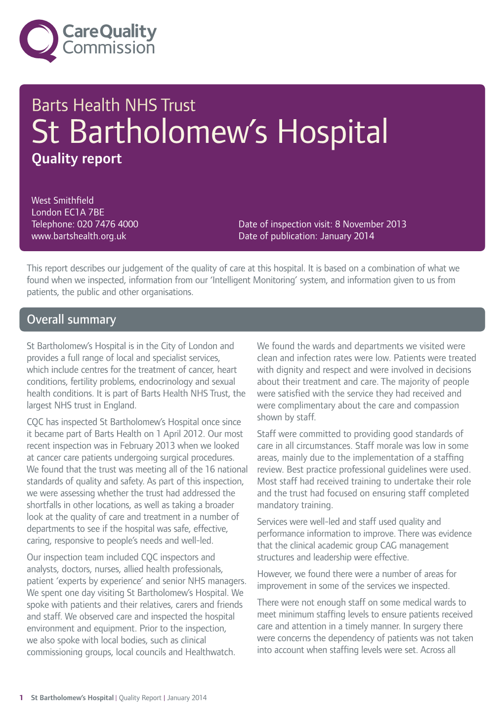 St Bartholomew's Hospital