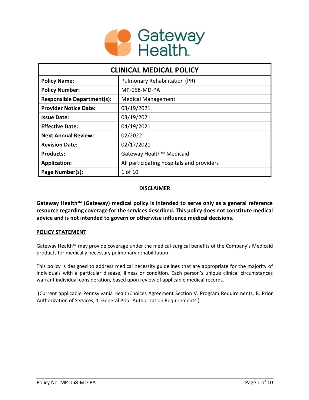 Pulmonary Rehabilitation