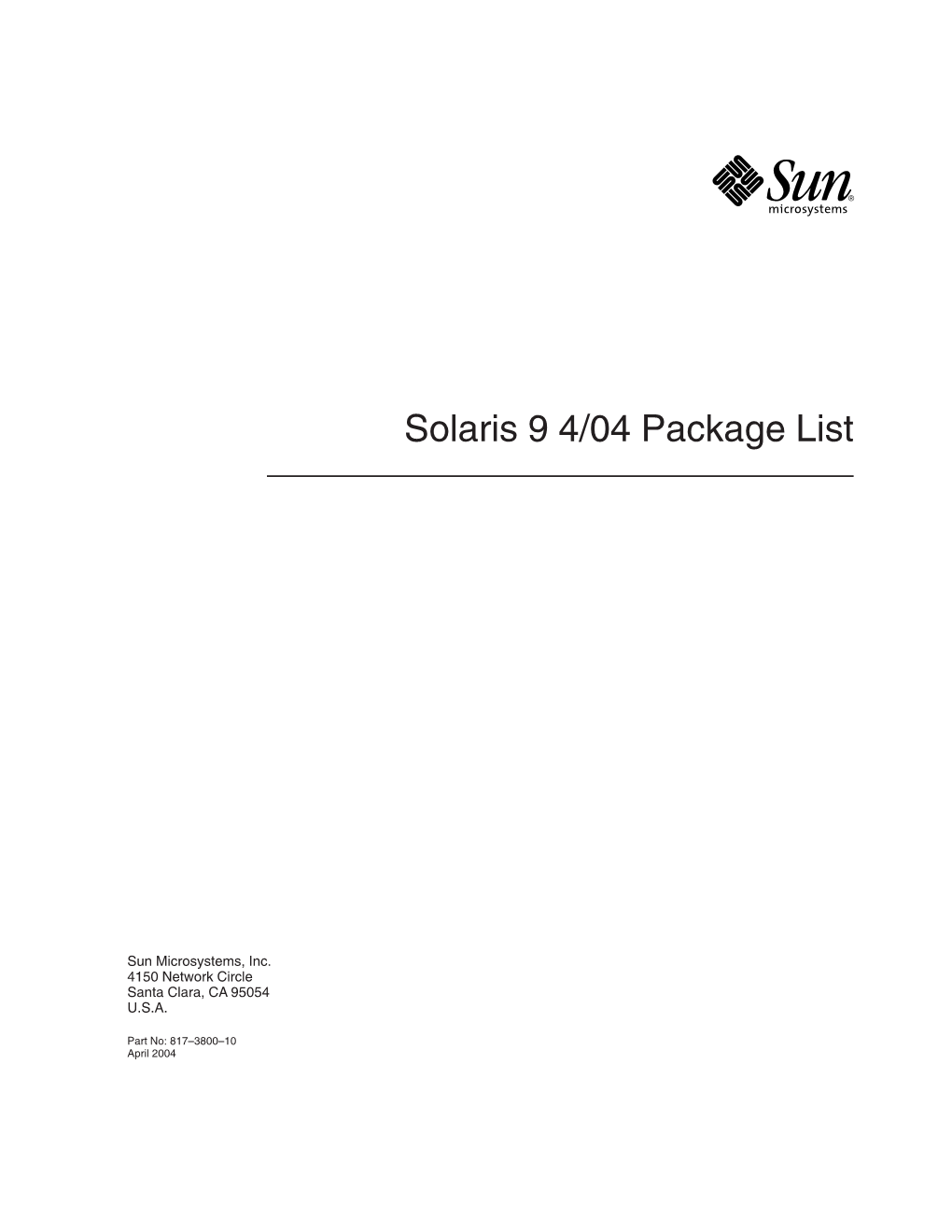 Solaris 9 4/04 Package List