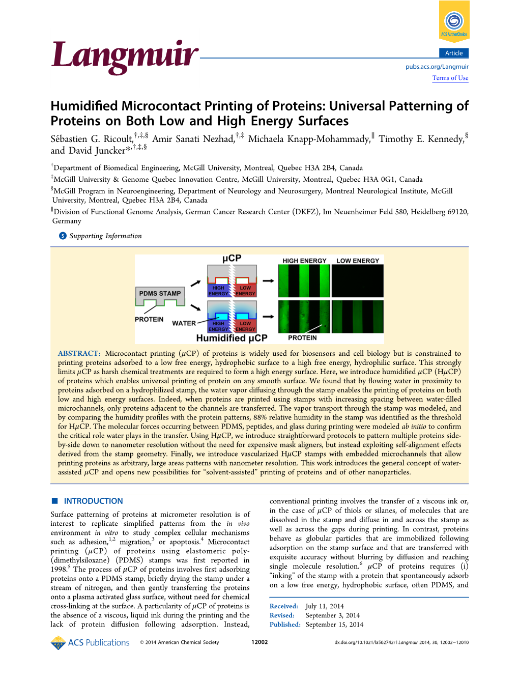 Humidified Microcontact Printing of Proteins