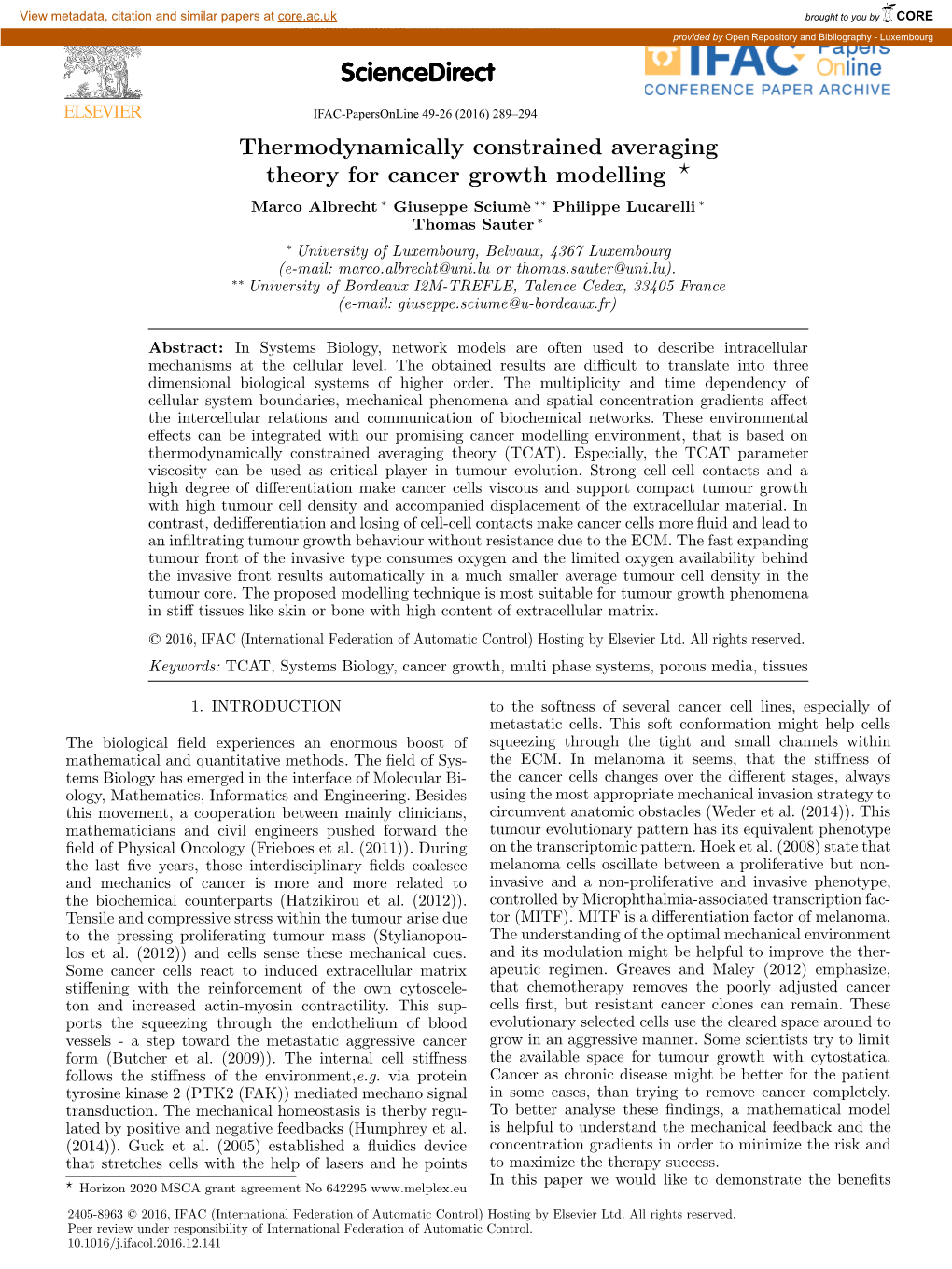 Thermodynamically Constrained Averaging Theory for Cancer Growth