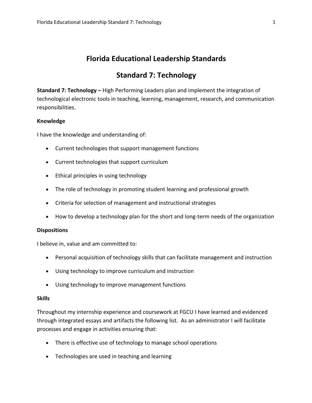 Florida Educational Leadership Standards