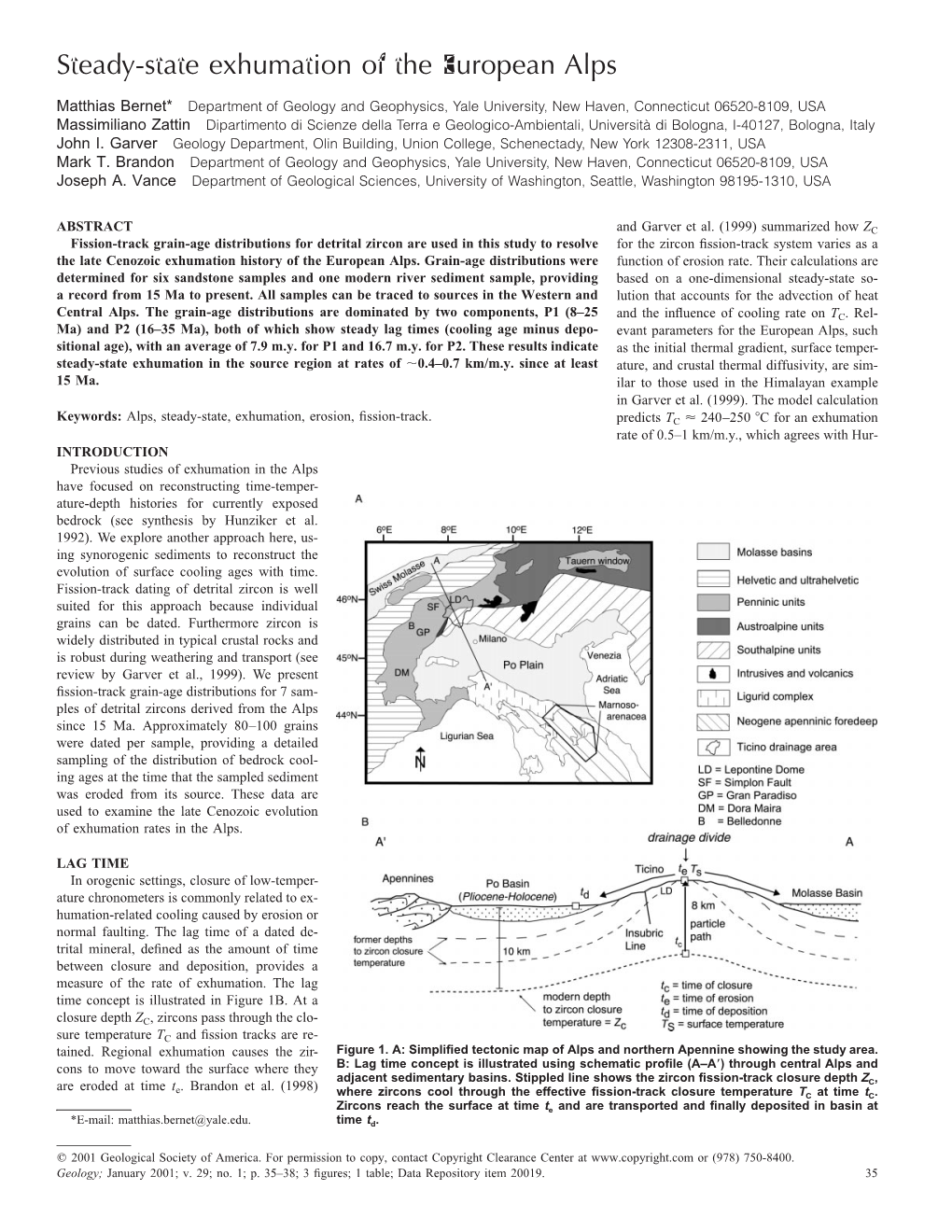 Steady-State Exhumation of the European Alps