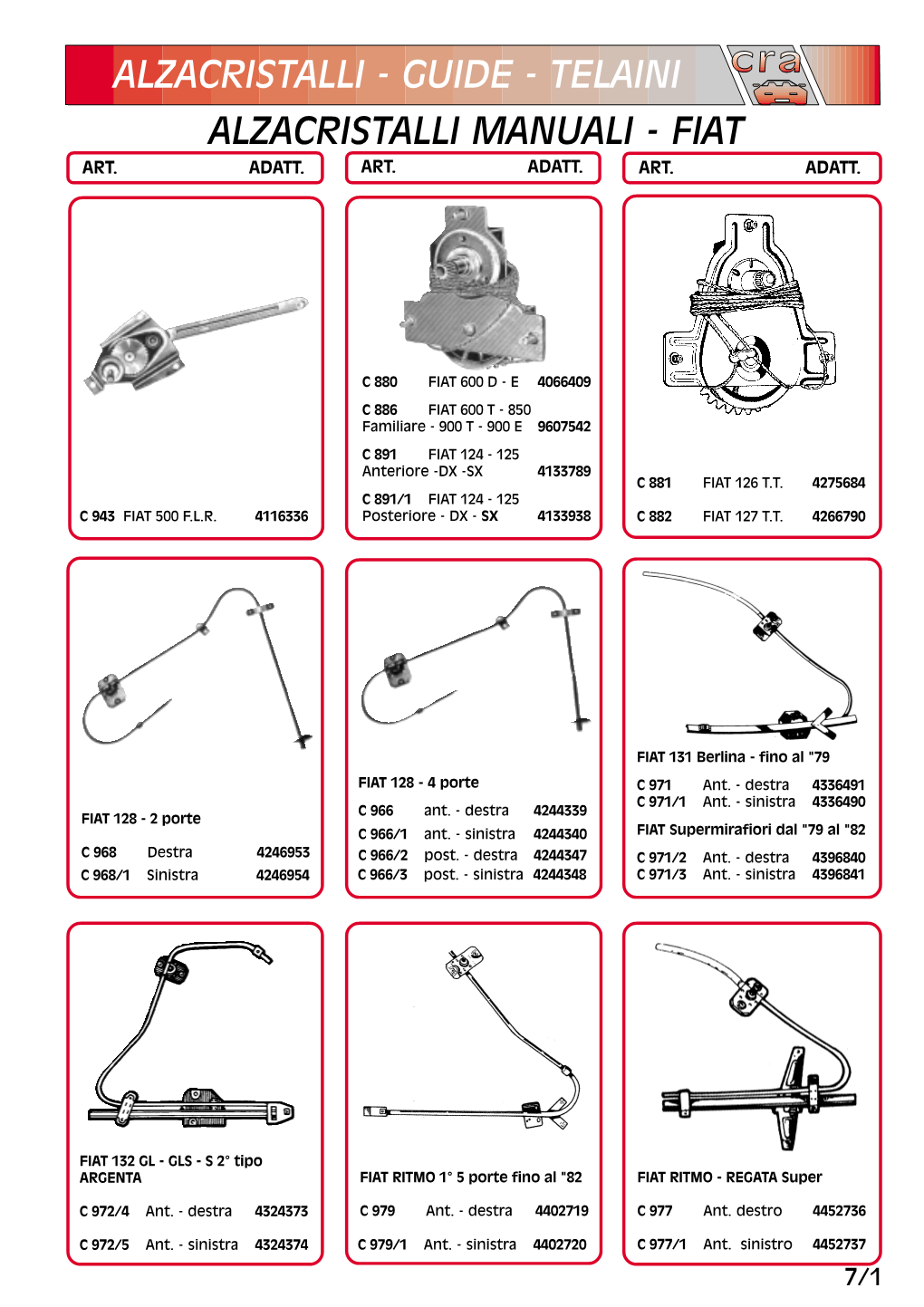 Alzacristalli - Guide - Telaini Alzacristalli Manuali - Fiat Art