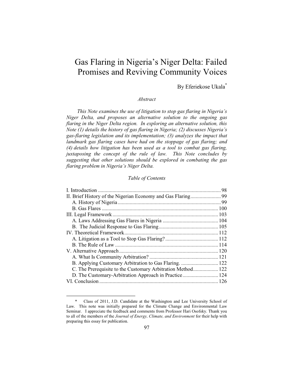 Gas Flaring in Nigeria's Niger Delta: Failed Promises And