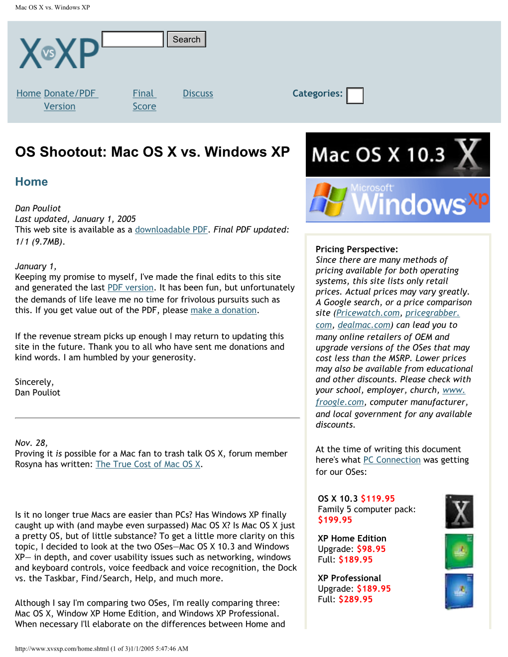 Mac OS X Vs. Windows XP