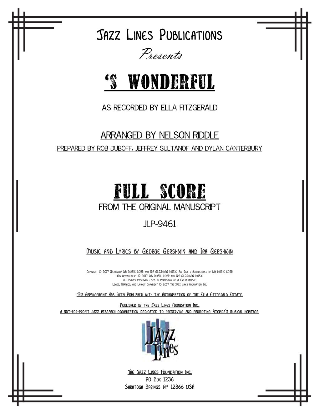 'S Wonderful Full Score