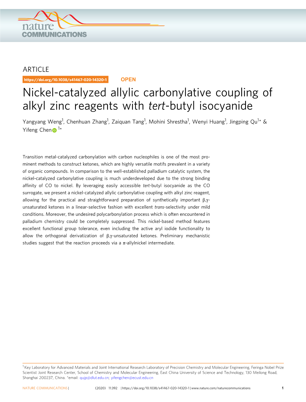 Nickel-Catalyzed Allylic Carbonylative Coupling of Alkyl Zinc Reagents with Tert-Butyl Isocyanide