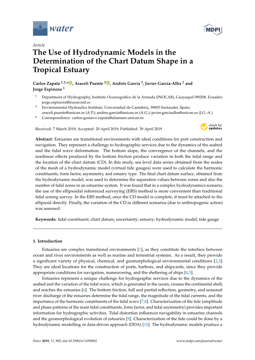 The Use of Hydrodynamic Models in the Determination of the Chart Datum Shape in a Tropical Estuary