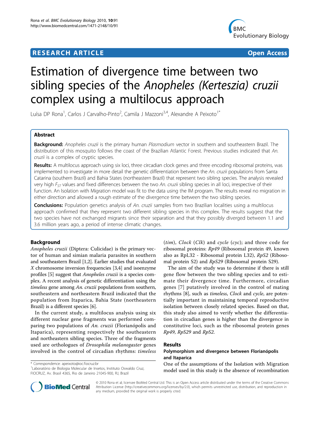 Estimation of Divergence Time Between Two Sibling Species of The