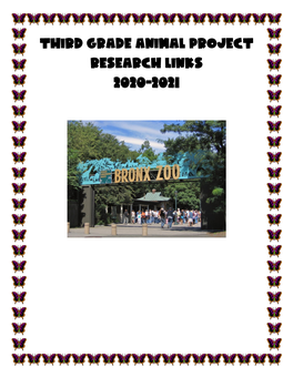 Third Grade Animal Project Research Links 2020-2021