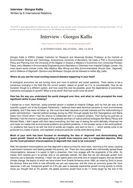 Giorgos Kallis Written by E-International Relations