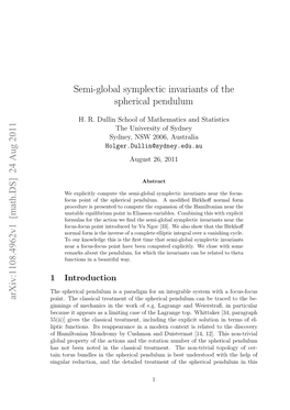 Semi-Global Symplectic Invariants of the Spherical Pendulum