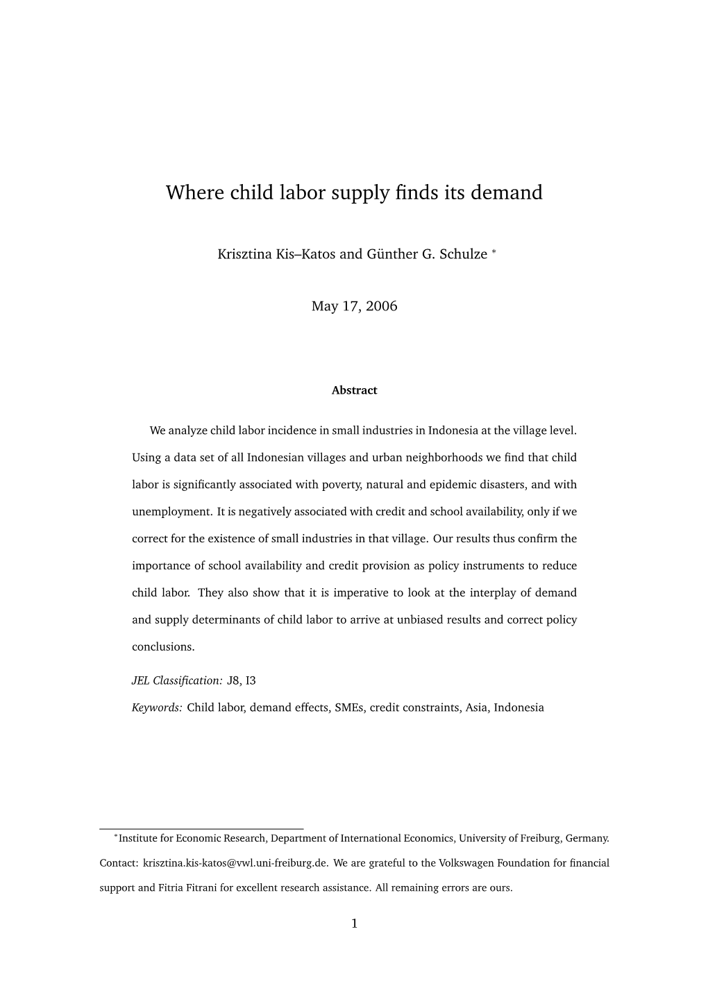 Where Child Labor Supply Finds Its Demand