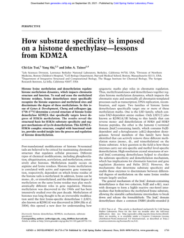 How Substrate Specificity Is Imposed on a Histone Demethylase—Lessons from KDM2A