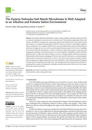 The Eastern Nebraska Salt Marsh Microbiome Is Well Adapted to an Alkaline and Extreme Saline Environment