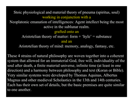 Stoic Physiological and Material Theory of Pneuma (Spiritus, Soul)