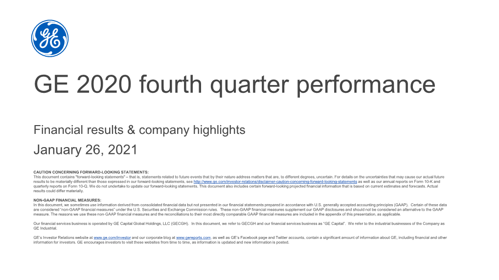 GE 4Q20 Earnings