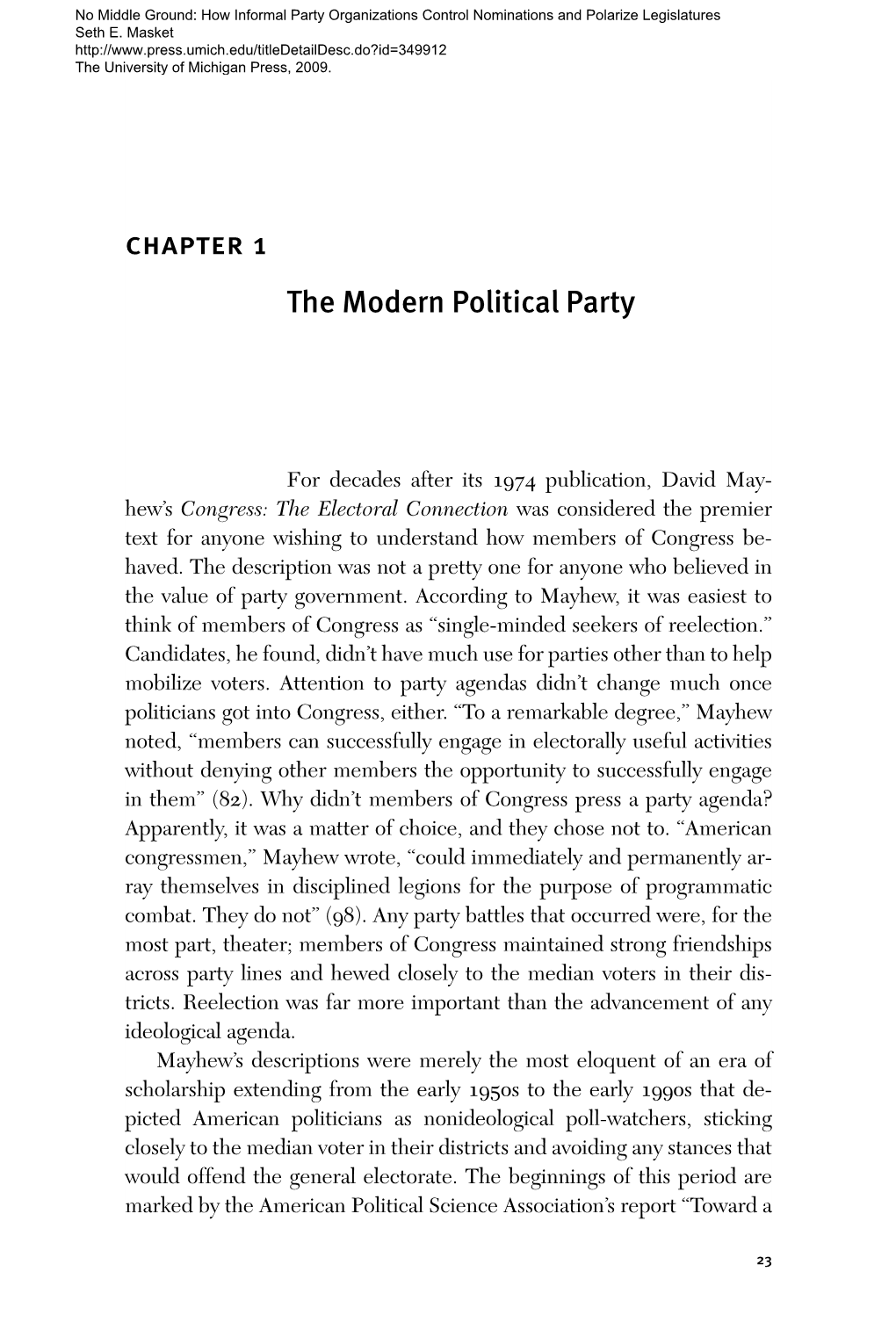 CHAPTER 1 the Modern Political Party