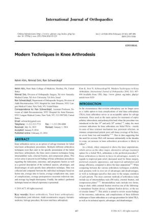 Modern Techniques in Knee Arthrodesis