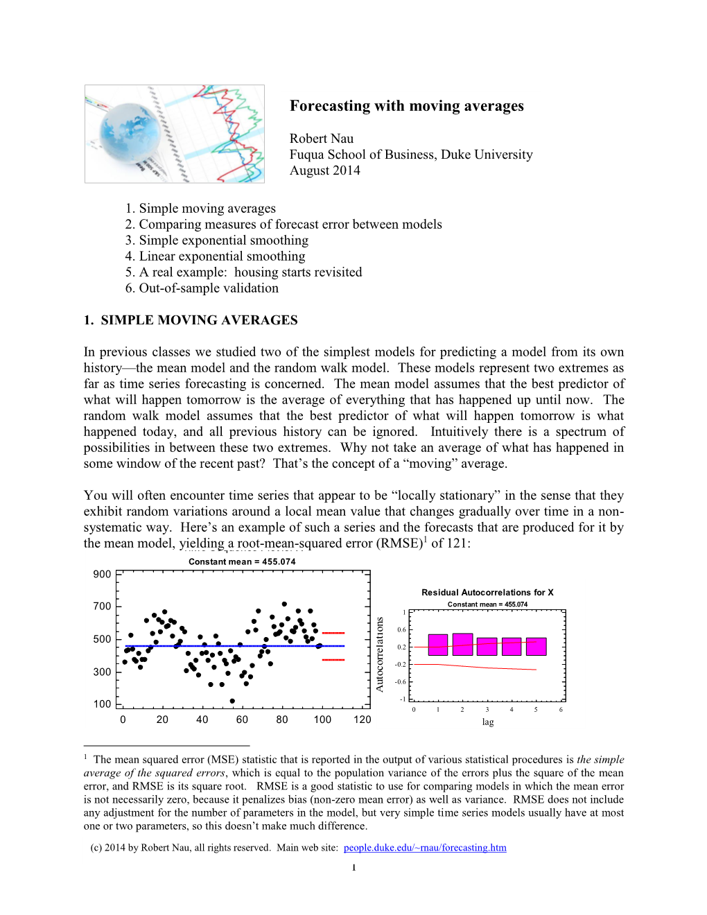 Notes on Forecasting with Moving Averages