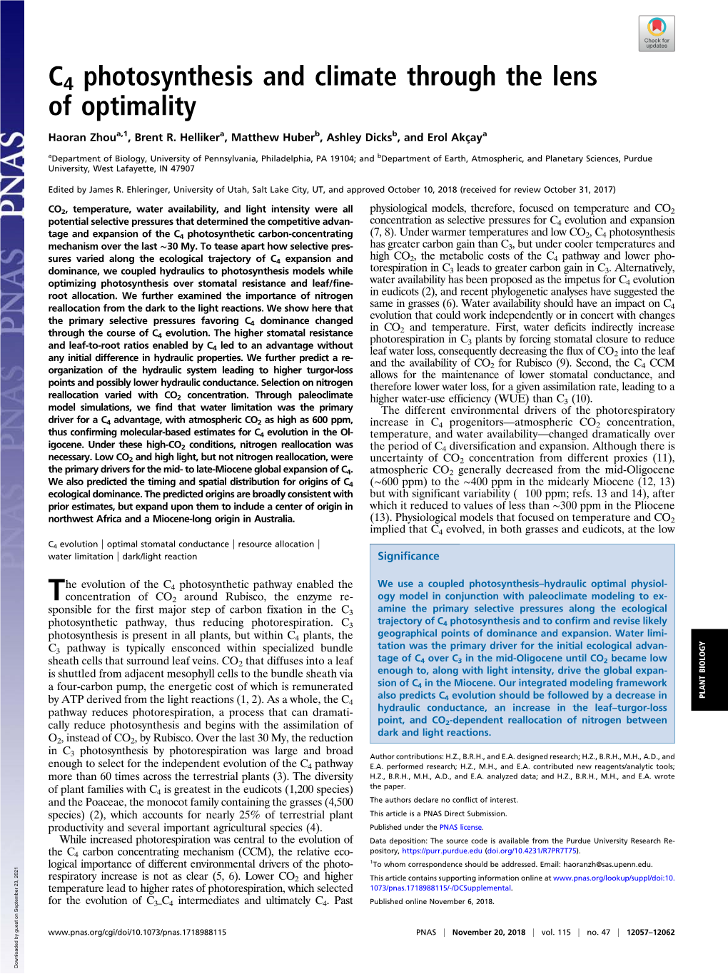 C4 Photosynthesis and Climate Through the Lens of Optimality