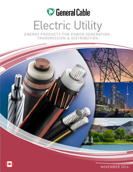 Electric Utility ENERGY PRODUCTS for POWER GENERATION, TRANSMISSION & DISTRIBUTION ELECTRIC UTILITY