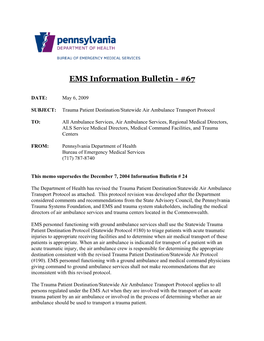 EMS Information Bulletin - #67