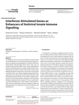 Interferon-Stimulated Genes As Enhancers of Antiviral Innate Immune Signaling