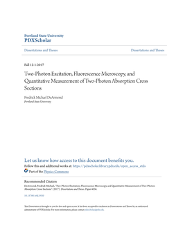 Two-Photon Excitation, Fluorescence Microscopy, and Quantitative Measurement of Two-Photon Absorption Cross Sections