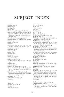 Subject Index